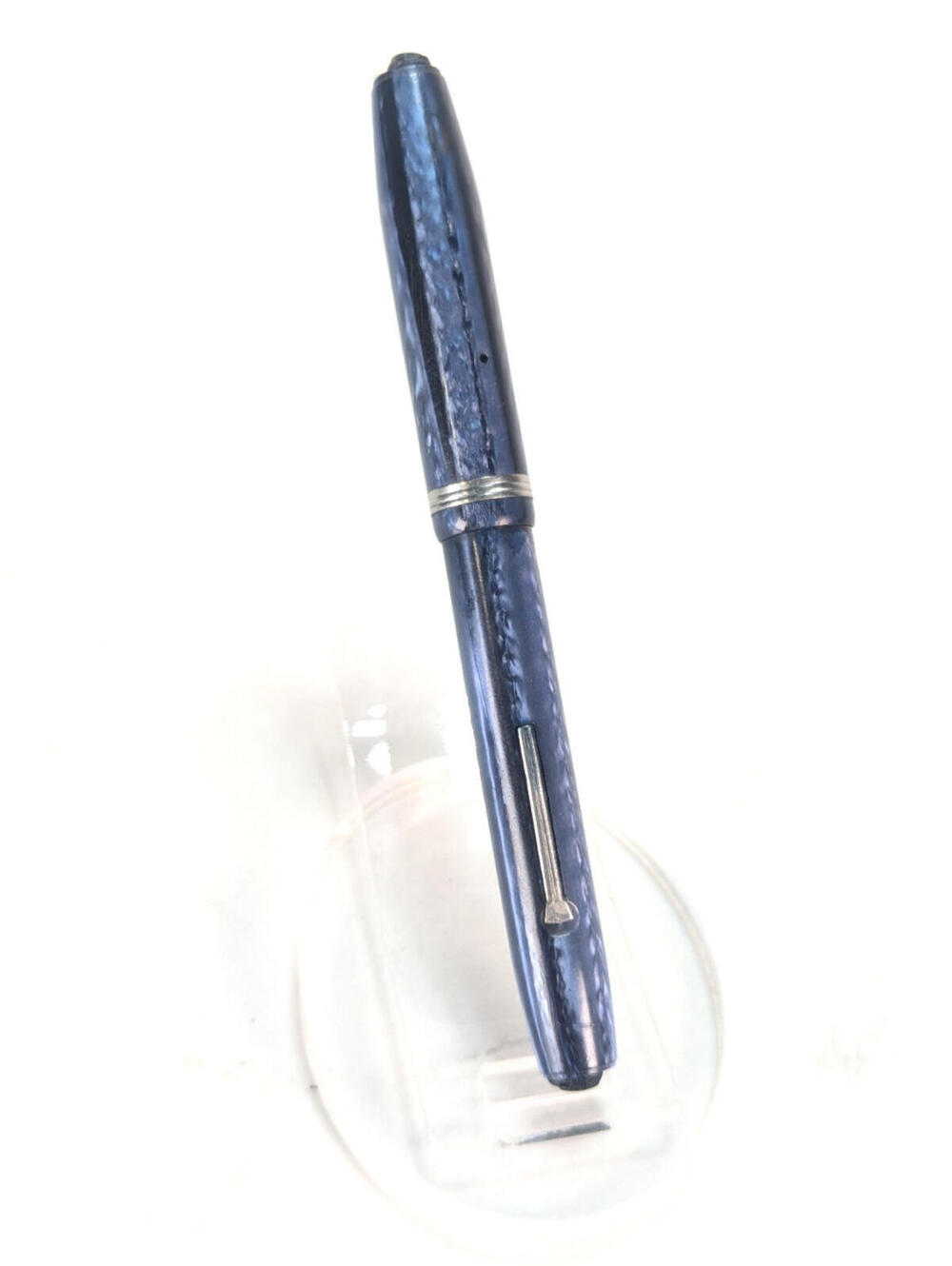 Vintage Esterbrook Marbled Blue Fountain Pen Firm Extra Fine 9550 Nib 1950s